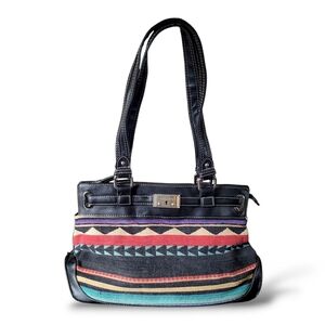 Y2K Southwestern Woven Jute Shoulder Bag | Boho Tote Large